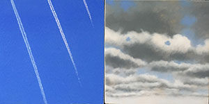 Image of the painting, Three Contrails with Sky, by Glen Hansen